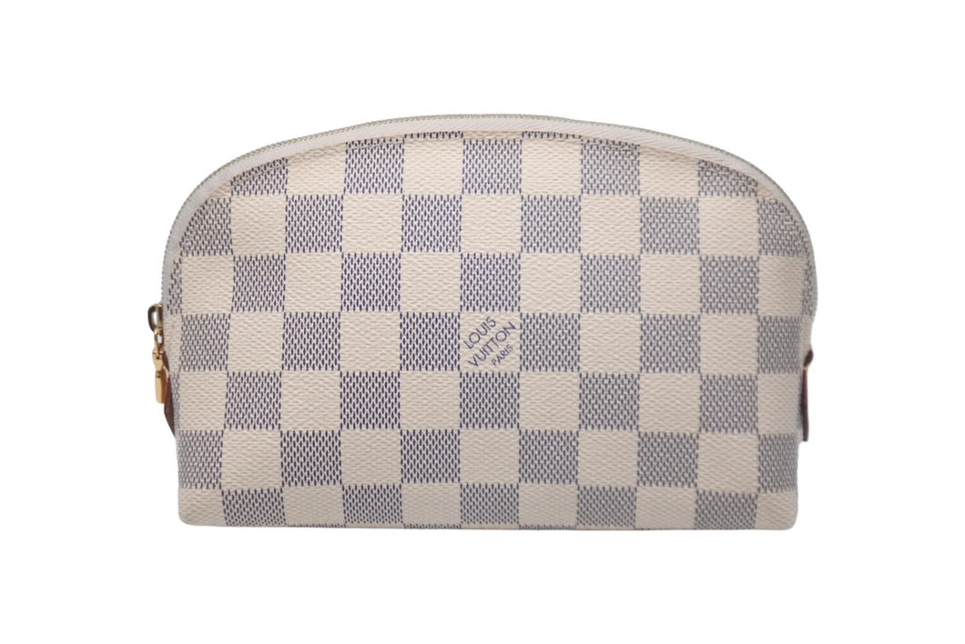 LOUIS VUITTON ルイヴィトン ポシェット コスメティック 化粧ポーチ N60024 ダミエアズール ホワイト ゴールド金具 美品 中古 62287