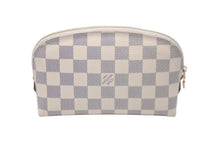 画像をギャラリービューアに読み込む, LOUIS VUITTON ルイヴィトン ポシェット コスメティック 化粧ポーチ N60024 ダミエアズール ホワイト ゴールド金具 美品 中古 62287