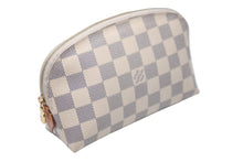画像をギャラリービューアに読み込む, LOUIS VUITTON ルイヴィトン ポシェット コスメティック 化粧ポーチ N60024 ダミエアズール ホワイト ゴールド金具 美品 中古 62287
