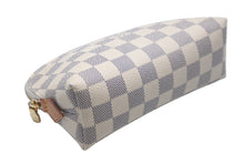 画像をギャラリービューアに読み込む, LOUIS VUITTON ルイヴィトン ポシェット コスメティック 化粧ポーチ N60024 ダミエアズール ホワイト ゴールド金具 美品 中古 62287