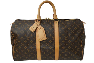LOUIS VUITTON ルイヴィトン モノグラム キーポル45 ボストンバッグ PVC レザー M41428 ゴールド金具 ブラウン 良品 中古 62288