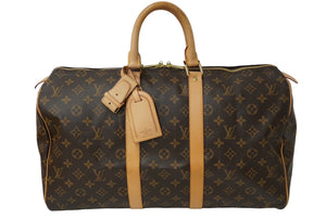 LOUIS VUITTON ルイヴィトン モノグラム キーポル45 ボストンバッグ PVC レザー M41428 ゴールド金具 ブラウン 良品 中古 62288