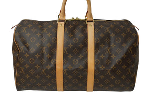 LOUIS VUITTON ルイヴィトン モノグラム キーポル45 ボストンバッグ PVC レザー M41428 ゴールド金具 ブラウン 良品 中古 62288