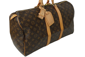 LOUIS VUITTON ルイヴィトン モノグラム キーポル45 ボストンバッグ PVC レザー M41428 ゴールド金具 ブラウン 良品 中古 62288
