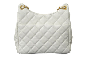極美品 CHANEL シャネル チェーンショルダーバッグ AS3693 キャビアスキン ホワイト ゴールド金具 中古 62298