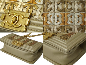 新品同様 CHANEL シャネル ボーイシャネル20 ショルダーバッグ カーフスキン 20番台 ゴールド ゴールド金具 中古 62300