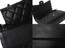 Load image into Gallery viewer, CHANEL シャネル Wフラップチェーンショルダーバッグ デカマトラッセ 33cm 18番台 ラムスキン ブラック シルバー 美品 中古 62304
