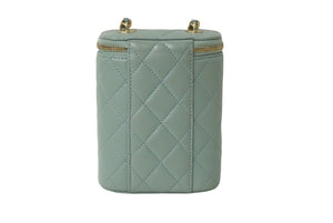 極美品 CHANEL シャネル チェーンショルダーバック ココマーク ラムスキン グリーン ゴールド金具 中古 62305