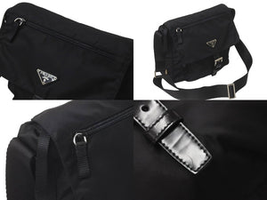 PRADA プラダショルダーバッグ トライアングルロゴ BT8994 ナイロン ブラック シルバー金具 美品 中古 62306 