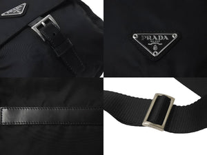 PRADA プラダショルダーバッグ トライアングルロゴ BT8994 ナイロン ブラック シルバー金具 美品 中古 62306 