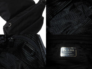 PRADA プラダショルダーバッグ トライアングルロゴ BT8994 ナイロン ブラック シルバー金具 美品 中古 62306 