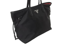 画像をギャラリービューアに読み込む, PRADA プラダ トートバッグ 肩掛け BR4001 ナイロン テスート レザー ブラック ピンク シルバー金具 美品 中古 62307 