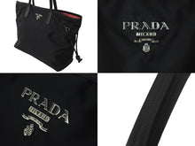 画像をギャラリービューアに読み込む, PRADA プラダ トートバッグ 肩掛け BR4001 ナイロン テスート レザー ブラック ピンク シルバー金具 美品 中古 62307 