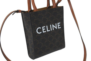 CELINE セリーヌ ミニ バーティカル トリオンフ キャンバス ハンドバッグ 2WAY 194372BZK ロゴプリント 美品 中古 62325