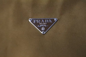 PRADA プラダ ハンドバッグ ホーボー MV515 トライアングルロゴ 三角ロゴ ブラウン キャメル シルバー金具 美品 中古 62329