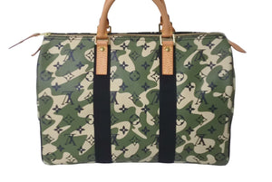 新品同様 ルイ ヴィトン LOUIS VUITTON モノグラム フラージュ スピーディ 35 バッグ カモフラ グリーン M95773 村上隆 中古 62332