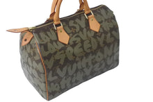 画像をギャラリービューアに読み込む, LOUIS VUITTON ルイヴィトン ハンドバッグ スピーディ30 モノグラムグラフィティ カーキ M92194 ゴールド金具 美品 中古 62333