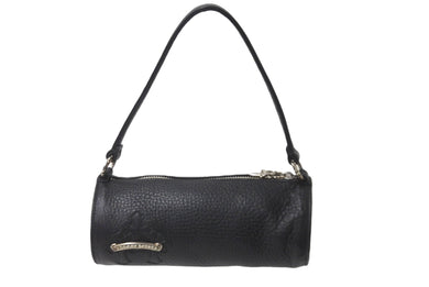 極美品 CHROME HEARTS クロムハーツ 筒型バッグ GRINDS ミニセメタリークロスパッチ スクロールラベルリング ブラック 中古 62335