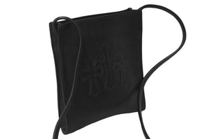 極美品 CHROMEHEARTS クロムハーツ スクエアポケット ショルダーバッグ セメタリークロス スクロールラベル ブラック 中古 62336