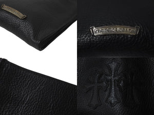 極美品 CHROMEHEARTS クロムハーツ スクエアポケット ショルダーバッグ セメタリークロス スクロールラベル ブラック 中古 62336