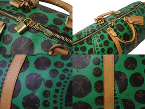 LOUIS VUITTON ルイヴィトン モノグラム パンプキン キーポルバンドリエール 55 グリーン 2WAY ボストンバッグ 草間彌生 M40696 美品 中古 62341