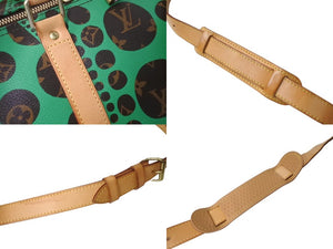 LOUIS VUITTON ルイヴィトン モノグラム パンプキン キーポルバンドリエール 55 グリーン 2WAY ボストンバッグ 草間彌生 M40696 美品 中古 62341