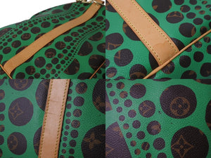 LOUIS VUITTON ルイヴィトン モノグラム パンプキン キーポルバンドリエール 55 グリーン 2WAY ボストンバッグ 草間彌生 M40696 美品 中古 62341