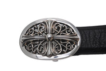 Load image into Gallery viewer, 極美品 CHROME HEARTS クロムハーツ OVAL CROSS STRAP 1.5/1.5 クラシック オーバルクロス バックル レザーベルト 中古 62346