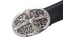 Load image into Gallery viewer, 極美品 CHROME HEARTS クロムハーツ OVAL CROSS STRAP 1.5/1.5 クラシック オーバルクロス バックル レザーベルト 中古 62346