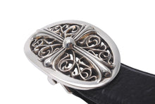 Load image into Gallery viewer, 極美品 CHROME HEARTS クロムハーツ OVAL CROSS STRAP 1.5/1.5 クラシック オーバルクロス バックル レザーベルト 中古 62346