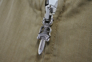 新品未使用 CHROME HEARTS クロムハーツ ダガージップボアベスト クロスボタン コットン シルバー925 ブラック カーキ M 中古 62348