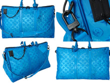 Load image into Gallery viewer, 極美品 LOUIS VUITTON ルイヴィトン モノグラム キーポル トリアングル 50 ボストンバッグ メッシュ ブルー M45048 中古 62354