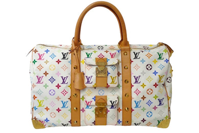 極美品 LOUIS VUITTON ルイヴィトン 村上隆 ボストンバッグ キーポル45 M92641 モノグラムマルチ ホワイト ゴールド金具 中古 62388
