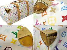 画像をギャラリービューアに読み込む, 極美品 LOUIS VUITTON ルイヴィトン 村上隆 ボストンバッグ キーポル45 M92641 モノグラムマルチ ホワイト ゴールド金具 中古 62388