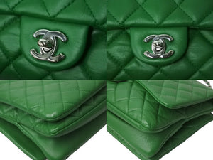 極美品 CHANEL シャネル マトラッセ 2層 チェーンショルダーバッグ 19番台 グリーン シルバー金具 中古 62389
