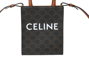 極美品 CELINE セリーヌ ショルダーバッグ ミニ バーティカル トリオンフ キャンバス 194372BZK.04LU ロゴプリント 中古 62392