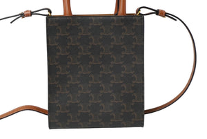 極美品 CELINE セリーヌ ショルダーバッグ ミニ バーティカル トリオンフ キャンバス 194372BZK.04LU ロゴプリント 中古 62392