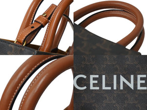 極美品 CELINE セリーヌ ショルダーバッグ ミニ バーティカル トリオンフ キャンバス 194372BZK.04LU ロゴプリント 中古 62392