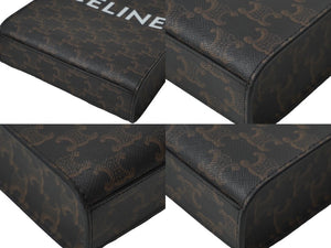 極美品 CELINE セリーヌ ショルダーバッグ ミニ バーティカル トリオンフ キャンバス 194372BZK.04LU ロゴプリント 中古 62392