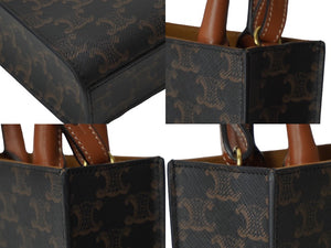 極美品 CELINE セリーヌ ショルダーバッグ ミニ バーティカル トリオンフ キャンバス 194372BZK.04LU ロゴプリント 中古 62392