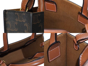 極美品 CELINE セリーヌ ショルダーバッグ ミニ バーティカル トリオンフ キャンバス 194372BZK.04LU ロゴプリント 中古 62392