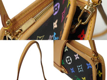 画像をギャラリービューアに読み込む, 極美品 LOUIS VUITTON ルイヴィトン 村上隆 シャーリー M40050 モノグラムマルチ ブラック ゴールド金具 中古 62393