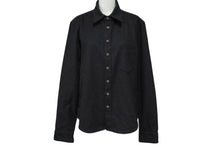 Load image into Gallery viewer, 極美品 CHROME HEARTS クロムハーツ オーバルボタンウール長袖シャツ 袖クロスパッチ カシミヤ混 サイズSM 中古 62397