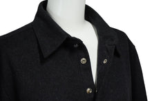 Load image into Gallery viewer, 極美品 CHROME HEARTS クロムハーツ オーバルボタンウール長袖シャツ 袖クロスパッチ カシミヤ混 サイズSM 中古 62397