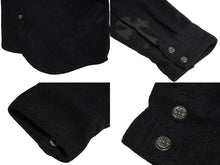 Load image into Gallery viewer, 極美品 CHROME HEARTS クロムハーツ オーバルボタンウール長袖シャツ 袖クロスパッチ カシミヤ混 サイズSM 中古 62397