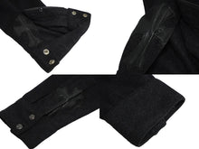 Load image into Gallery viewer, 極美品 CHROME HEARTS クロムハーツ オーバルボタンウール長袖シャツ 袖クロスパッチ カシミヤ混 サイズSM 中古 62397