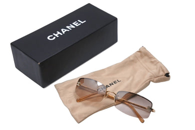 CHANEL シャネル サングラス 56□16 130 4093-B C.125/8Z ココマーク グラデーション ラインストーン ブラウン 美品 中古 62403
