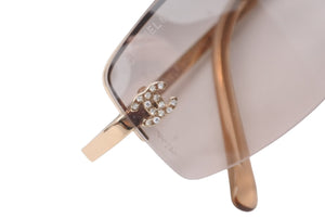 CHANEL シャネル サングラス 56□16 130 4093-B C.125/8Z ココマーク グラデーション ラインストーン ブラウン 美品 中古 62403