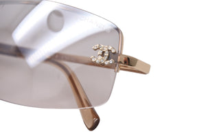 CHANEL シャネル サングラス 56□16 130 4093-B C.125/8Z ココマーク グラデーション ラインストーン ブラウン 美品 中古 62403