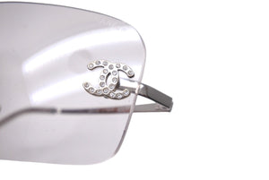 CHANEL シャネル サングラス 62□17 120 4017-D C.159/6I ココマーク グラデーション ラインストーン シルバー 美品 中古 62405